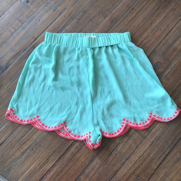 Ya Los Angeles Pants - Ya Los Angeles M sheer aqua/mint scalloped shorts